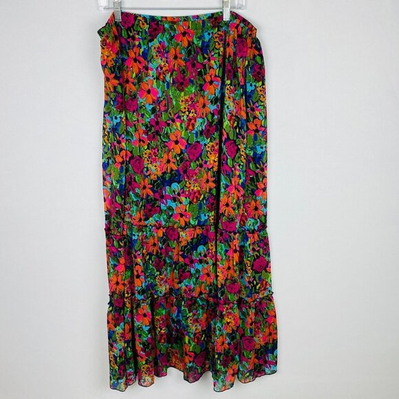 Spense Womens Skirt Colorful Bloomcore Naturecore Whimsical Flowy Maxi L - Picture 1 of 6